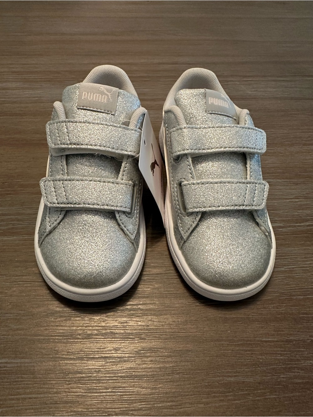 Puma Kids Silver Glitter Velcro Sneakers